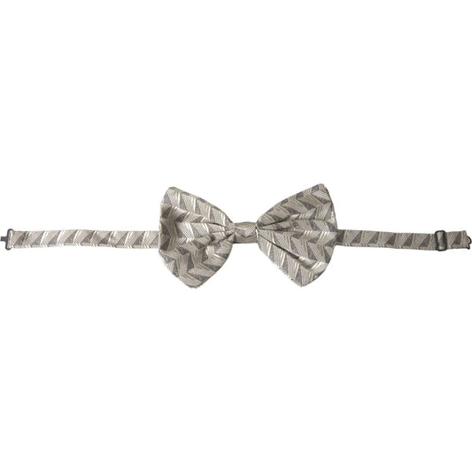 Dolce & Gabbana Silver Fantasy Print Adjustable Neck Bow Tie Men Dolce & Gabbana