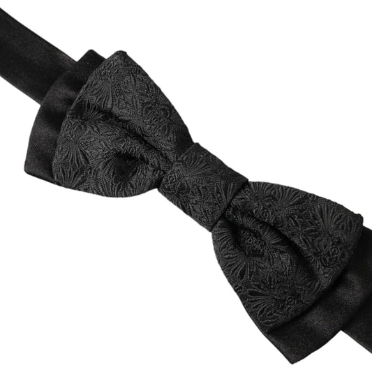 Dolce & Gabbana Black Brocade Silk Adjustable Neck Men Bow Tie Dolce & Gabbana