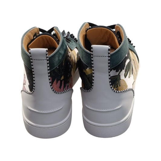 Christian Louboutin Louis Spikes Orlato Flat Printed Fabric Patterned High Top Sneakers Christian Louboutin