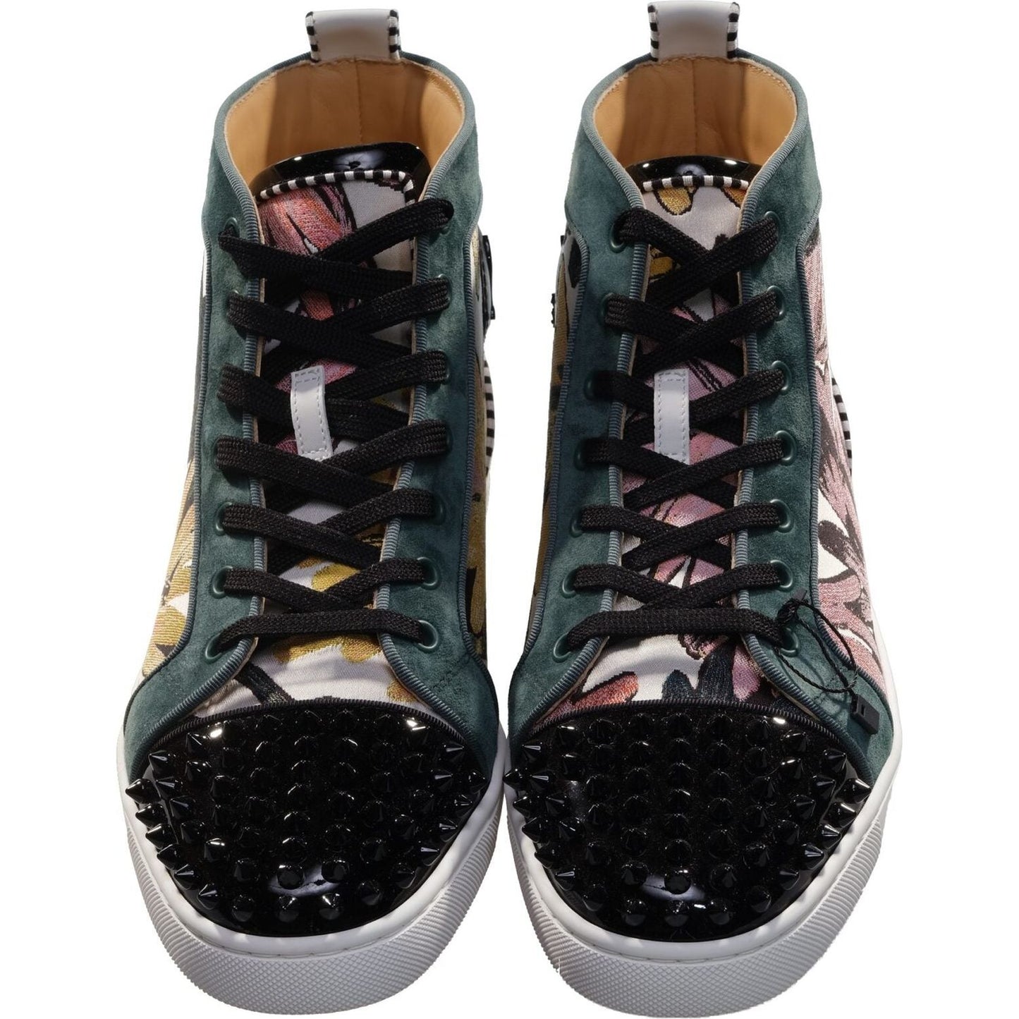 Christian Louboutin Louis Spikes Orlato Flat Printed Fabric Patterned High Top Sneakers Christian Louboutin