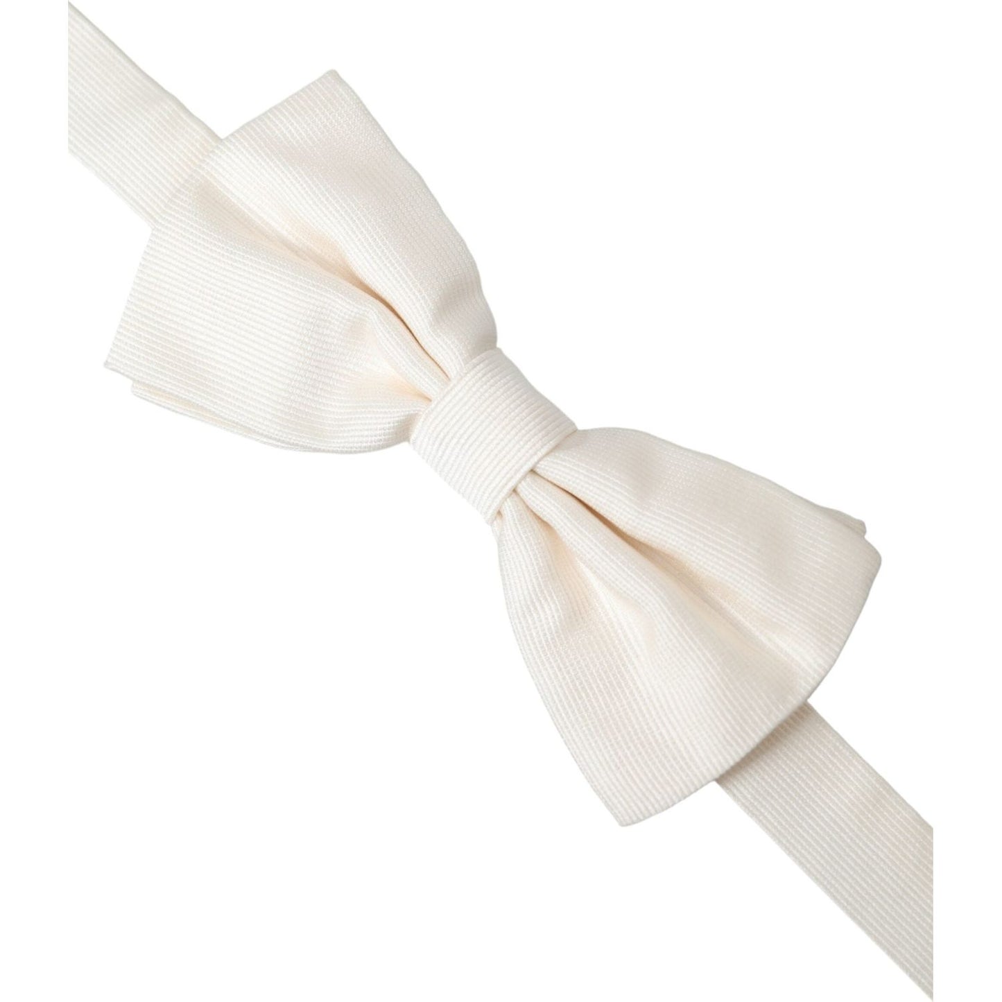 Dolce & Gabbana Off White Silk Adjustable Neck Men Bow Tie Dolce & Gabbana