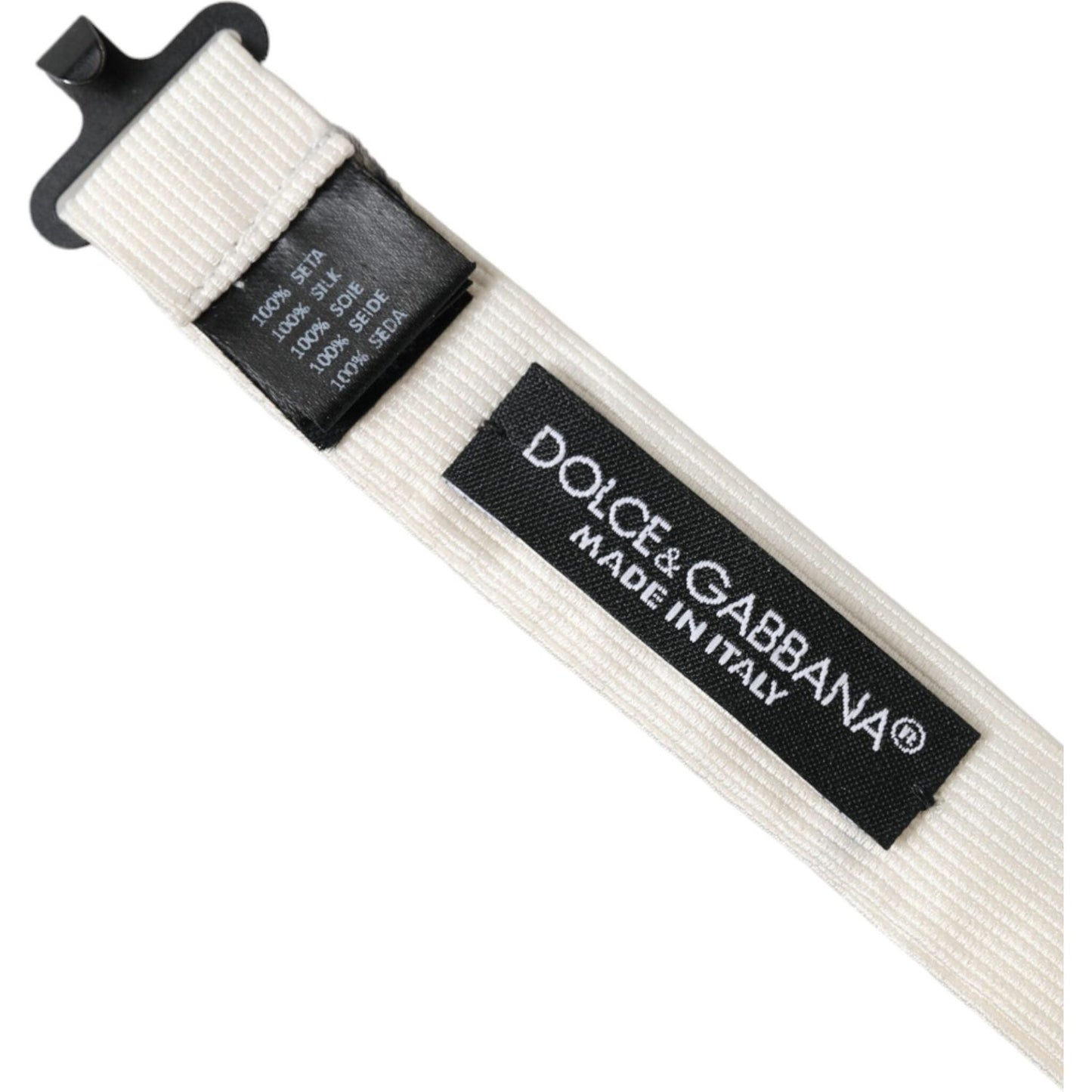 Dolce & Gabbana Off White Silk Adjustable Neck Men Bow Tie Dolce & Gabbana