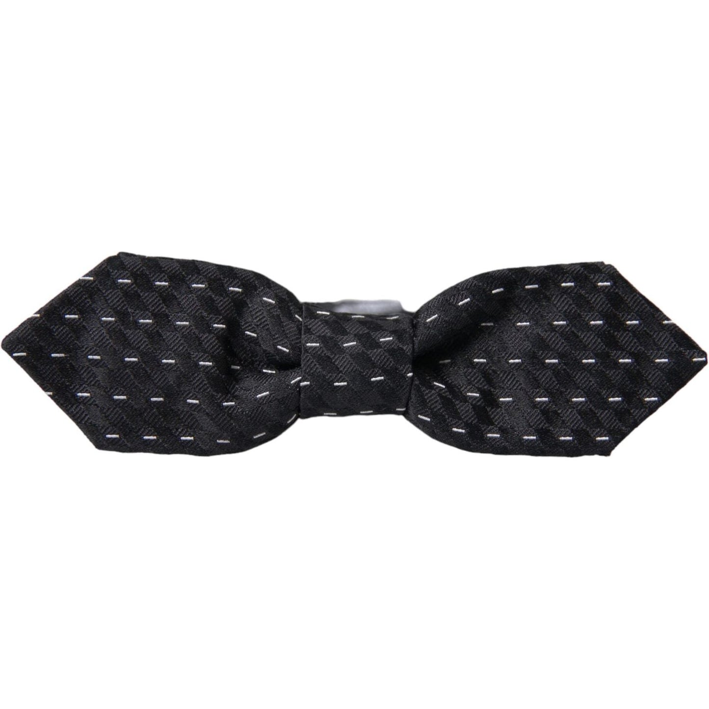 Dolce & Gabbana Black White Stitched Silk Men Neck Bow Tie Dolce & Gabbana