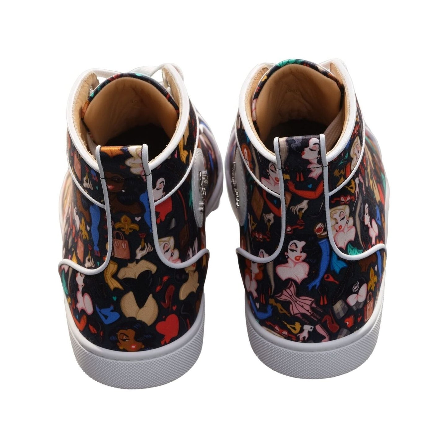 Christian Louboutin Louis Orlato Flat Crepe Satin Multicolour Limited edition Dr Bored Print High Top Sneakers Christian Louboutin