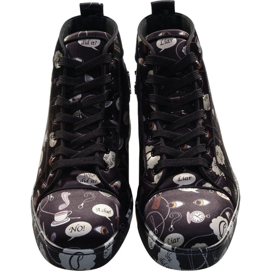 Christian Louboutin Louis Orlato Flat Crepe Satin Weapons Print High Top Sneakers Christian Louboutin