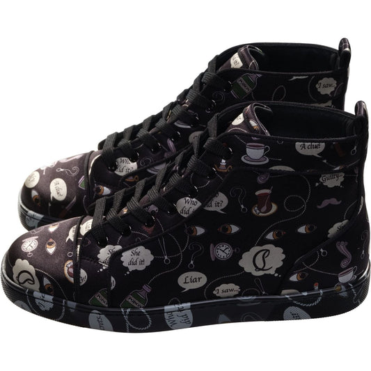 Christian Louboutin Louis Orlato Flat Crepe Satin Weapons Print High Top Sneakers Christian Louboutin