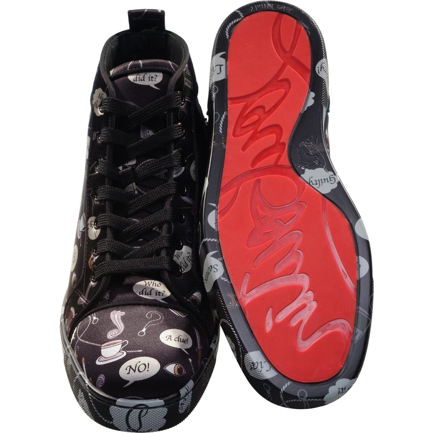 Christian Louboutin Louis Orlato Flat Crepe Satin Weapons Print High Top Sneakers Christian Louboutin