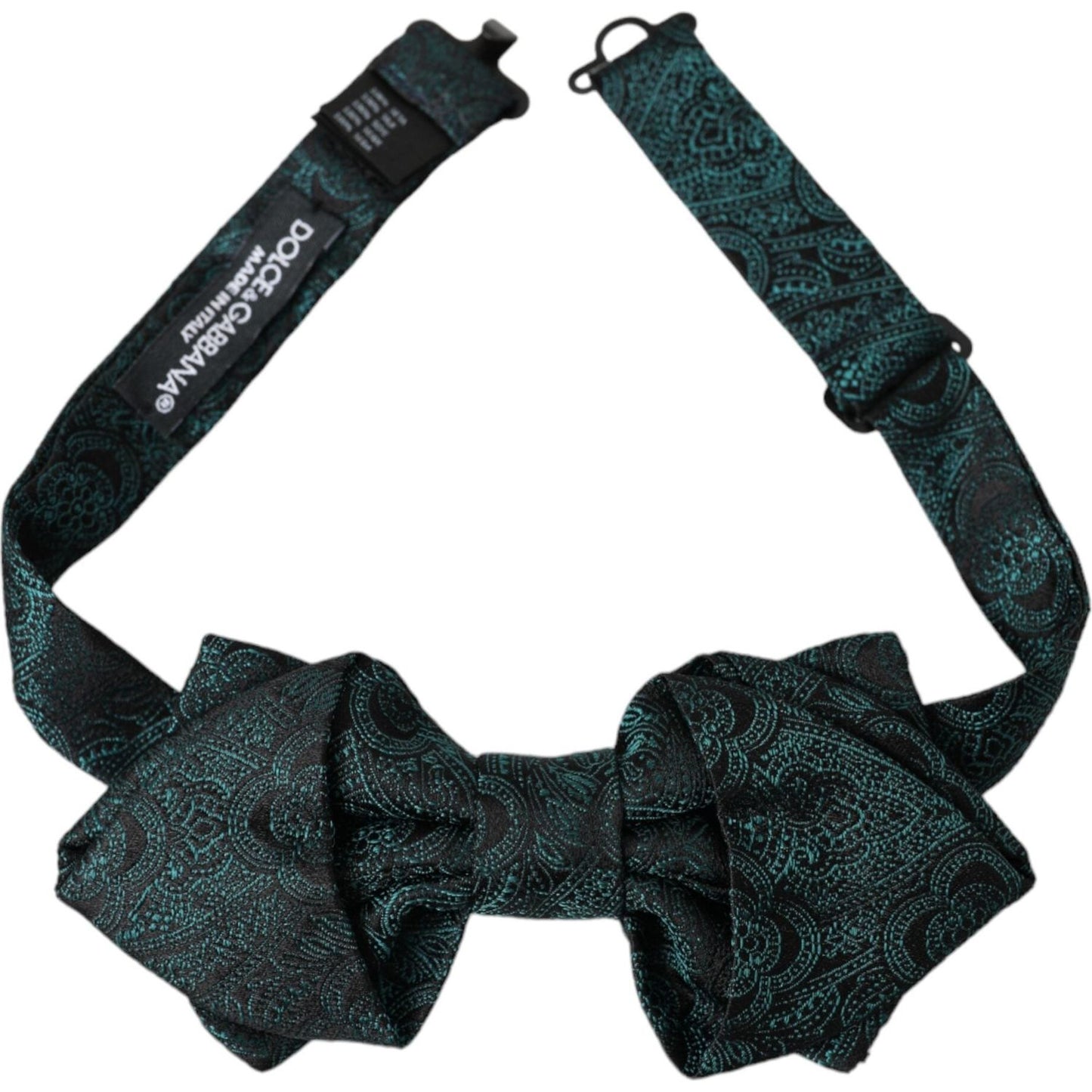 Dolce & Gabbana Green Bandana Silk Adjustable Neck Bow Tie Dolce & Gabbana