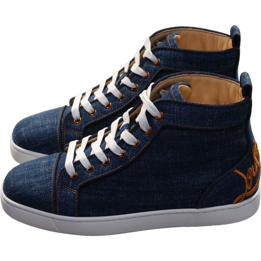 Christian Louboutin Fun Louis Flat Denim High Top Sneakers Christian Louboutin