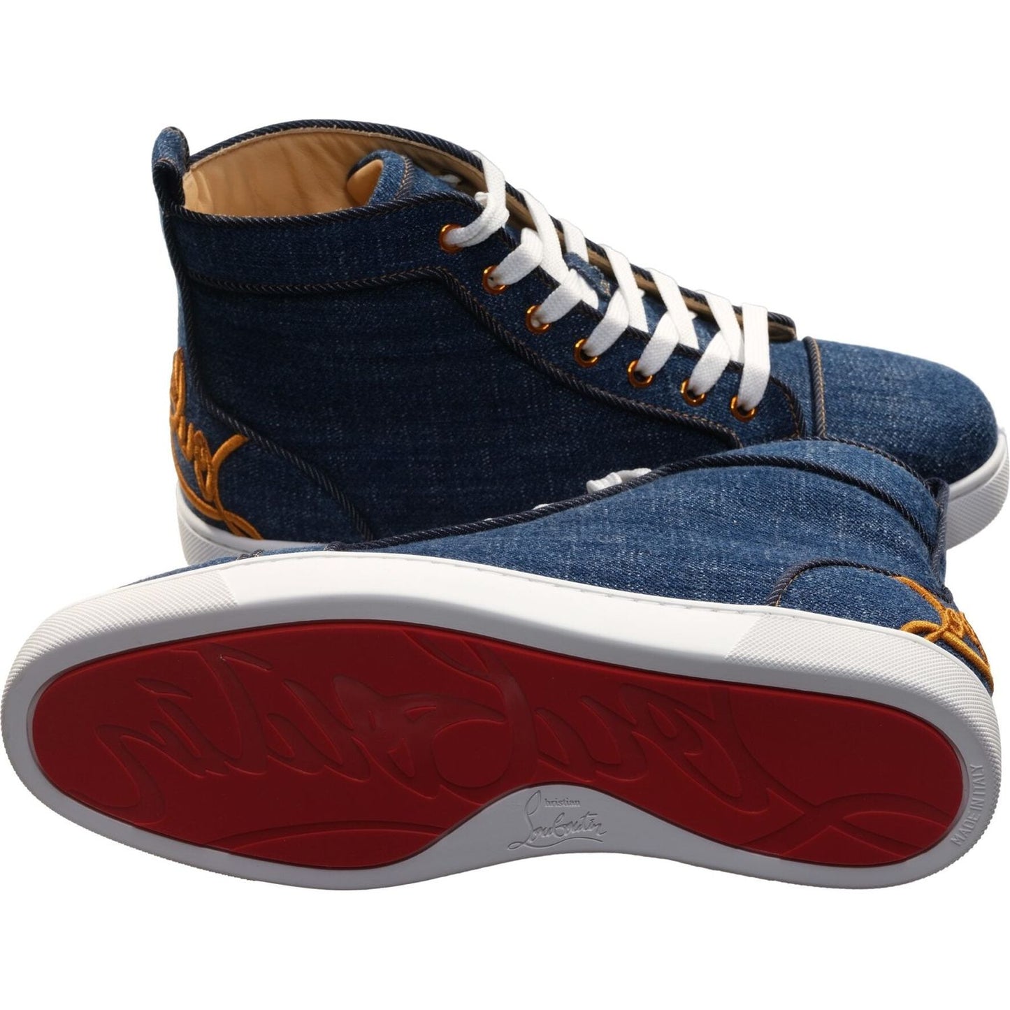 Christian Louboutin Fun Louis Flat Denim High Top Sneakers Christian Louboutin