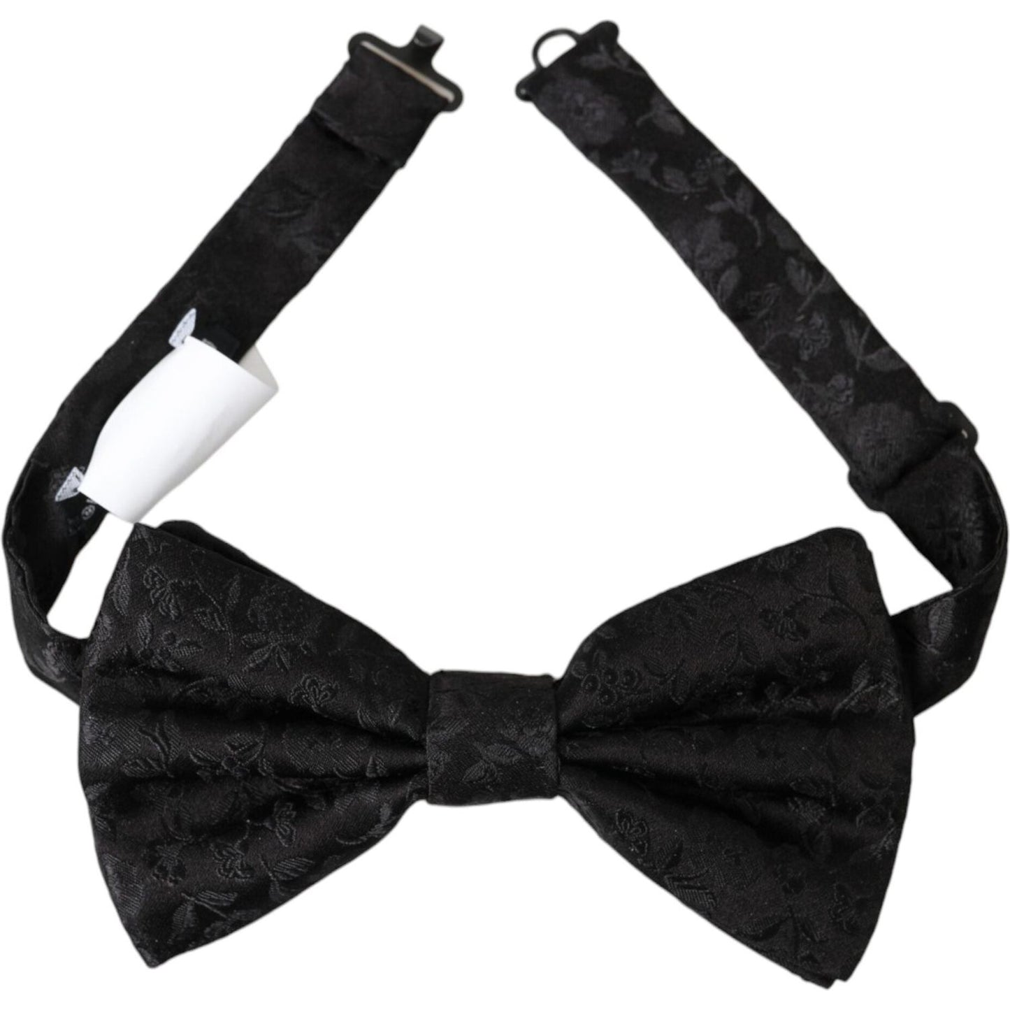 Dolce & Gabbana Black Brocade Silk Adjustable Neck Men Bow Tie Dolce & Gabbana