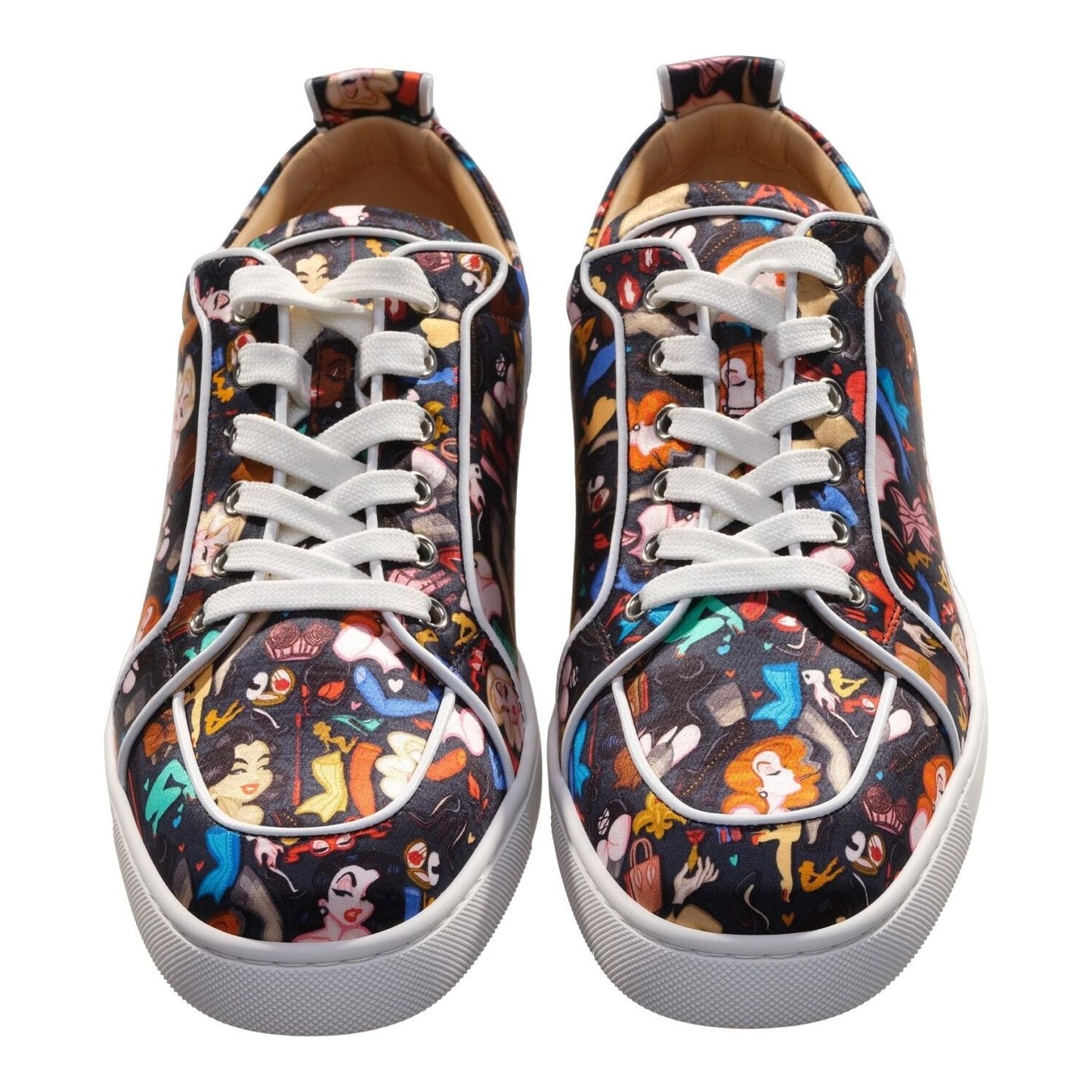 Christian Louboutin Rantulow Orlato Flat Crepe Satin Multicolour Limited Edition Dr Bored Print Sneakers Christian Louboutin