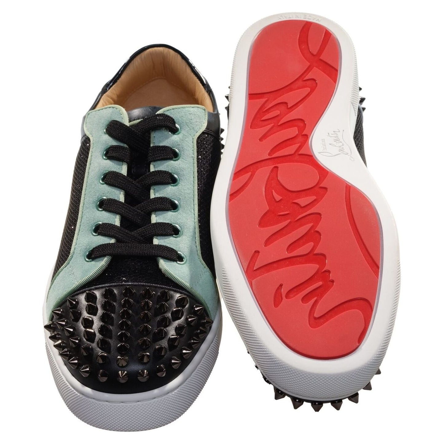 Christian Louboutin Seavaste Orlato Flat Low Top Contrast Colour Studded Sneakers Christian Louboutin