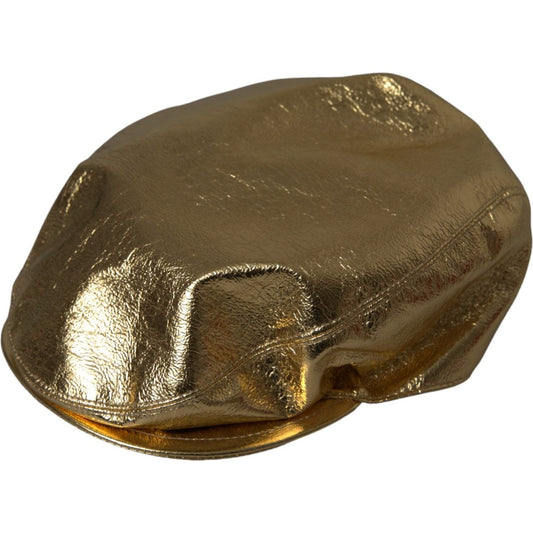 Dolce & Gabbana Metallic Gold Polyester Newsboy Hat Men Dolce & Gabbana