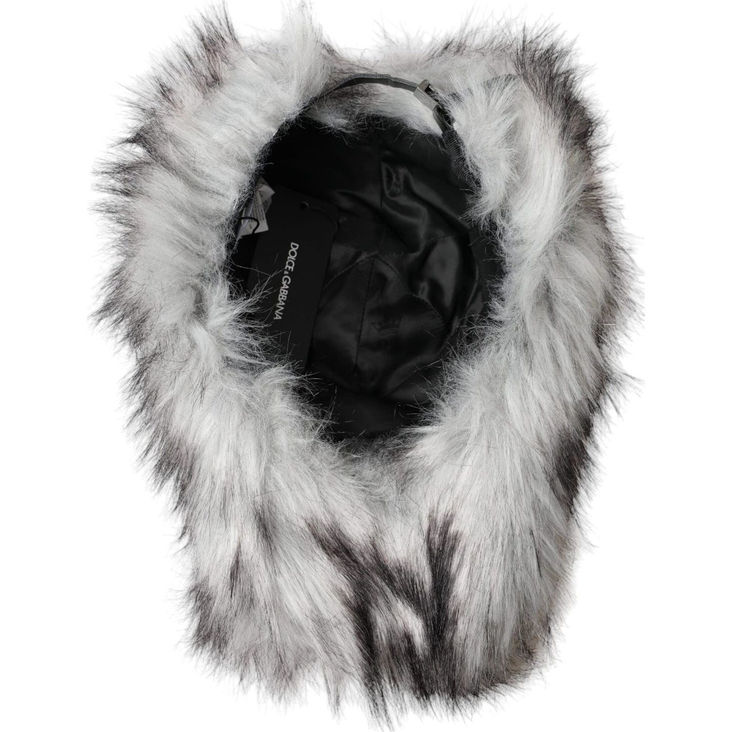 Dolce & Gabbana Black White Faux Fur Baseball Hat Men Dolce & Gabbana