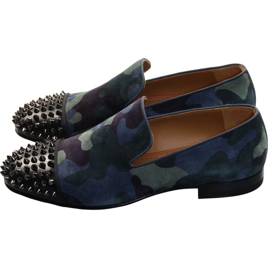 Christian Louboutin Spooky Flat Camouflage and Studded Slip On Shoes Christian Louboutin