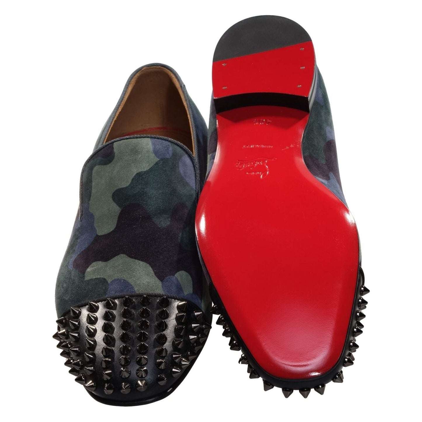 Christian Louboutin Spooky Flat Camouflage and Studded Slip On Shoes Christian Louboutin