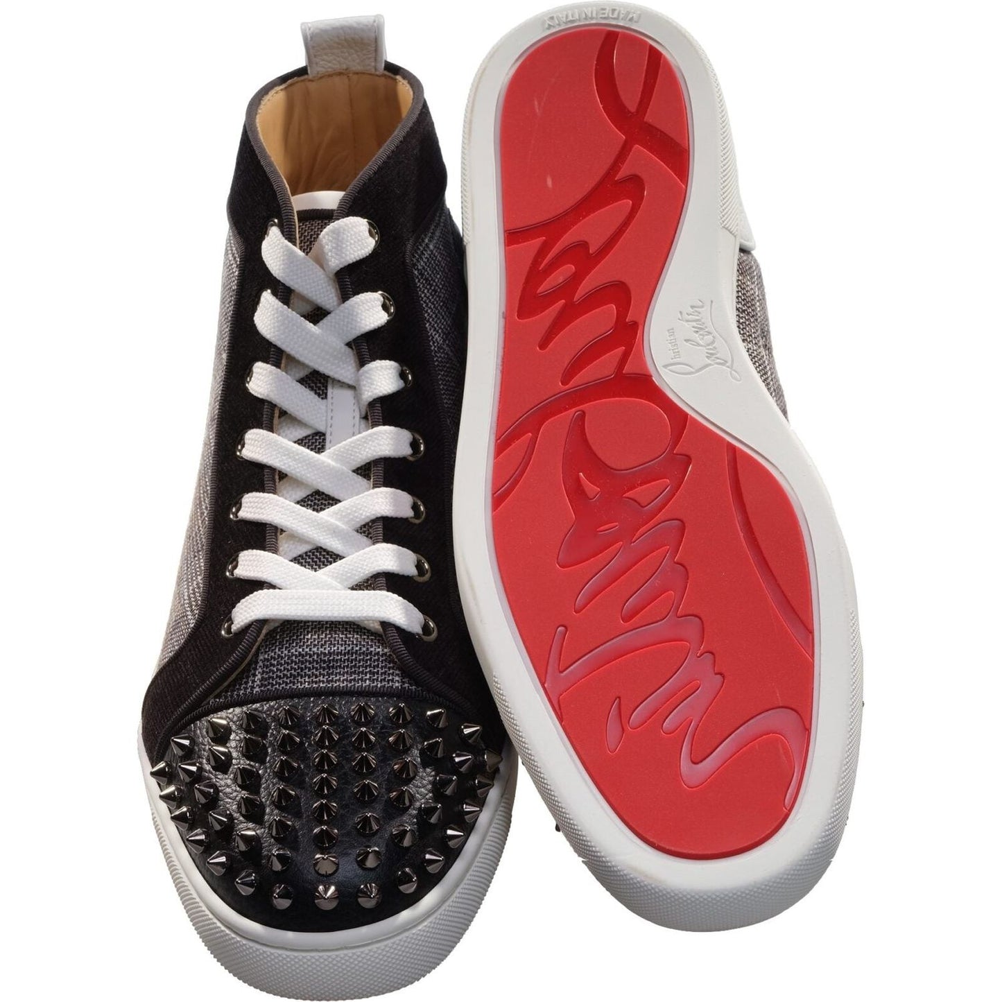 Christian Louboutin Lou Spikes Orlato Flat Contrast and Studded High Top Sneakers Christian Louboutin