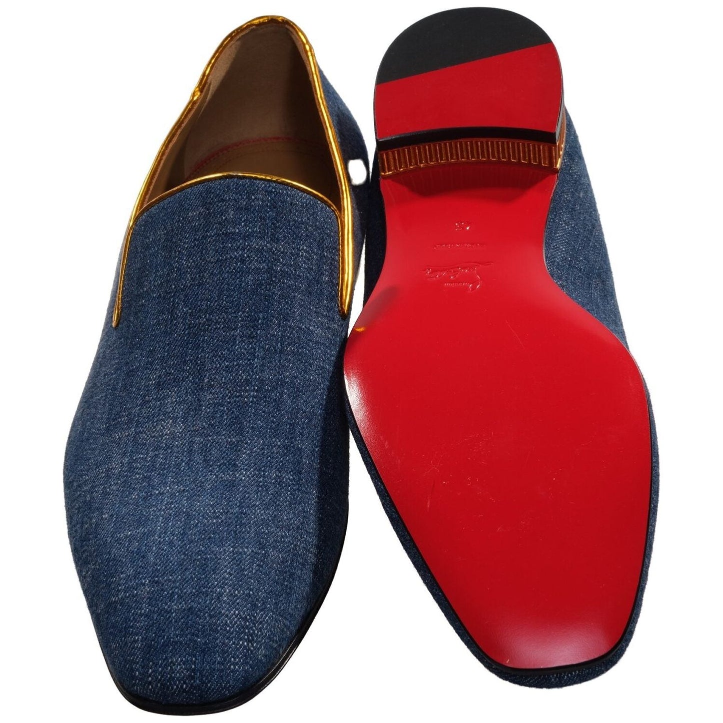 Christian Louboutin Colannaki Flat Denim with Brandy Trim Shoes Christian Louboutin