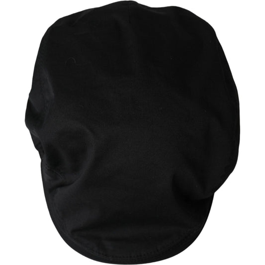 Dolce & Gabbana Black Cotton Blend Logo Newsboy Hat Men Dolce & Gabbana