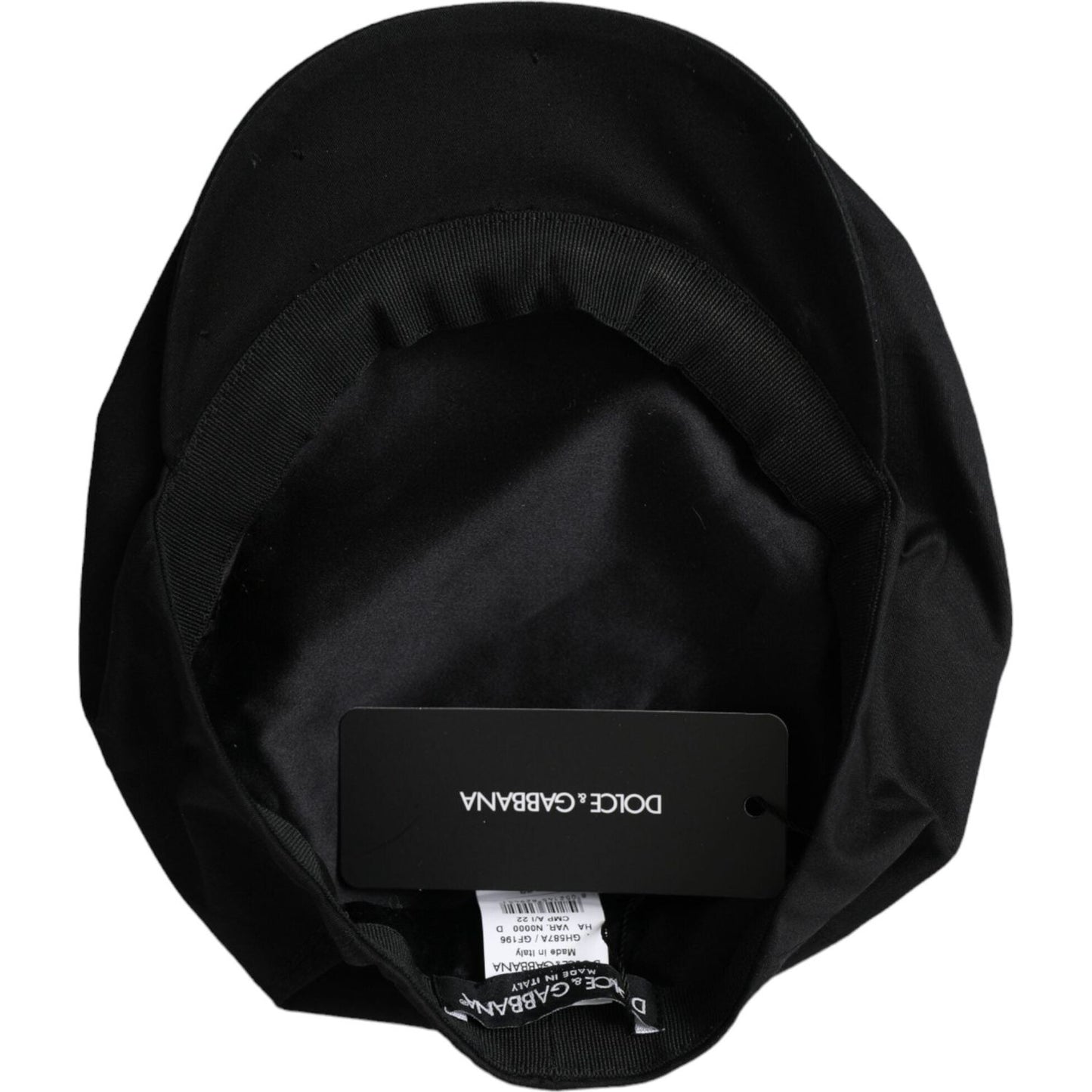 Dolce & Gabbana Black Cotton Blend Logo Newsboy Hat Men Dolce & Gabbana