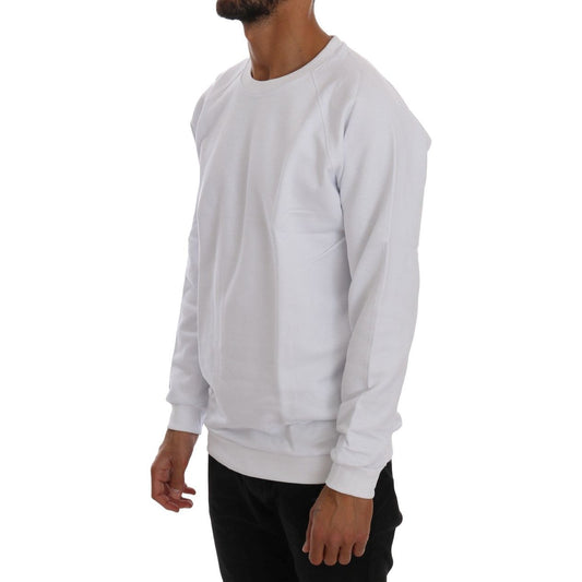 Daniele Alessandrini Elegant White Crewneck Cotton Sweater Daniele Alessandrini