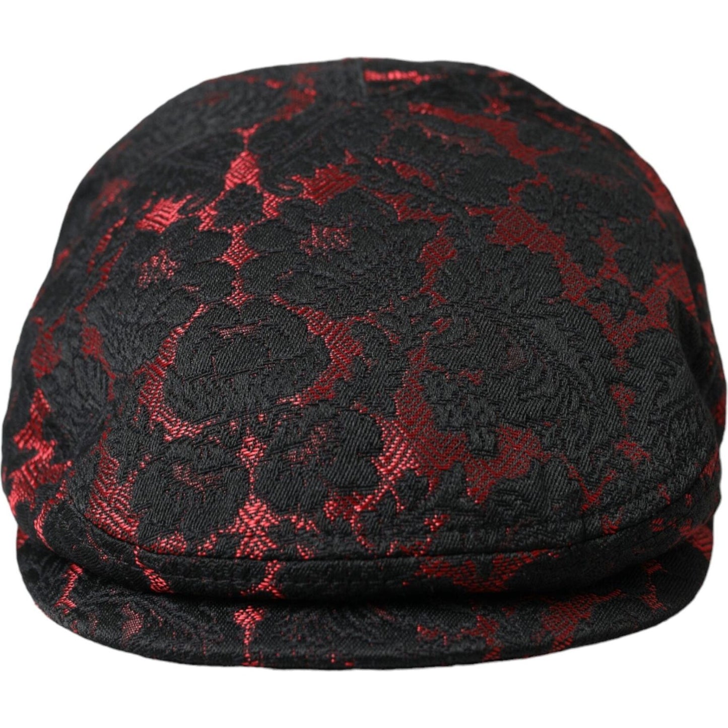 Dolce & Gabbana Black Red Floral Jacquard Newsboy Hat Men Dolce & Gabbana