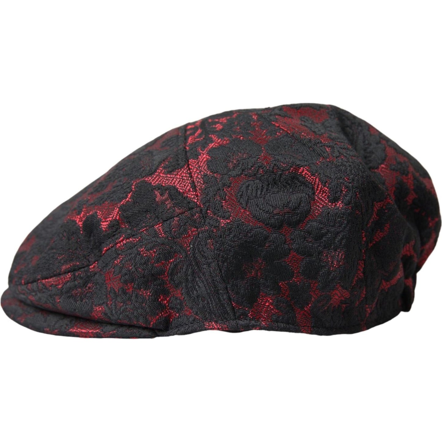 Dolce & Gabbana Black Red Floral Jacquard Newsboy Hat Men Dolce & Gabbana