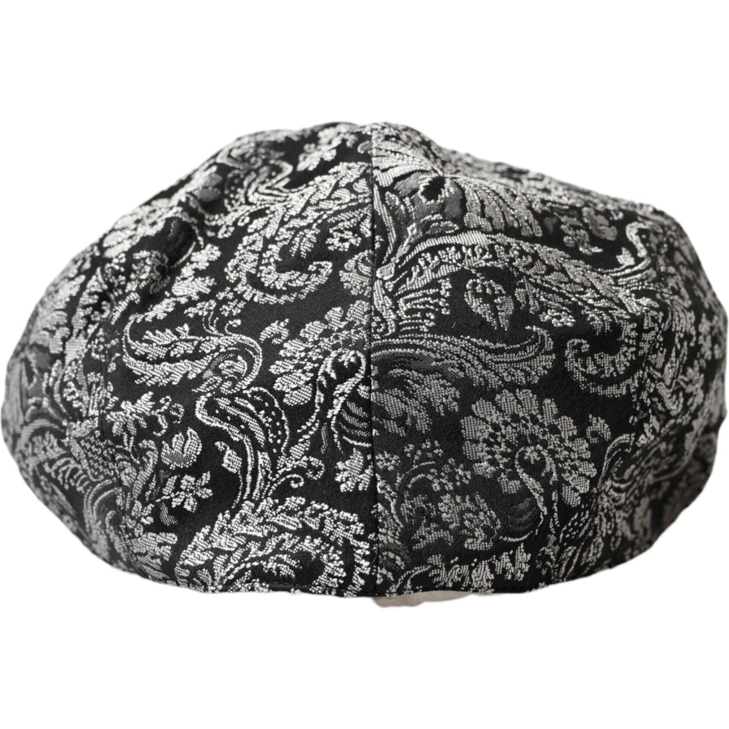 Dolce & Gabbana Black Silver Floral Jacquard Newsboy Hat Men Dolce & Gabbana