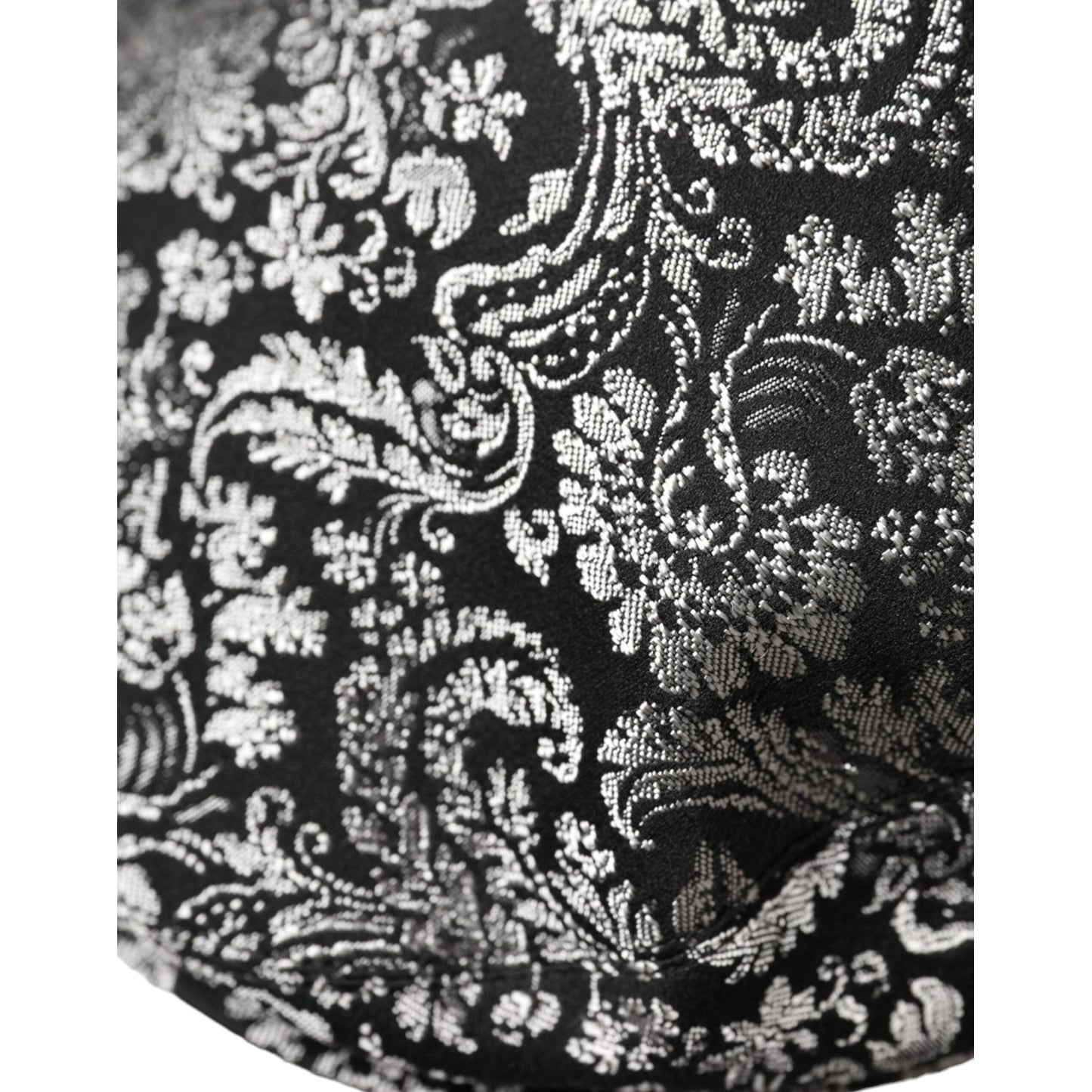 Dolce & Gabbana Black Silver Floral Jacquard Newsboy Hat Men Dolce & Gabbana