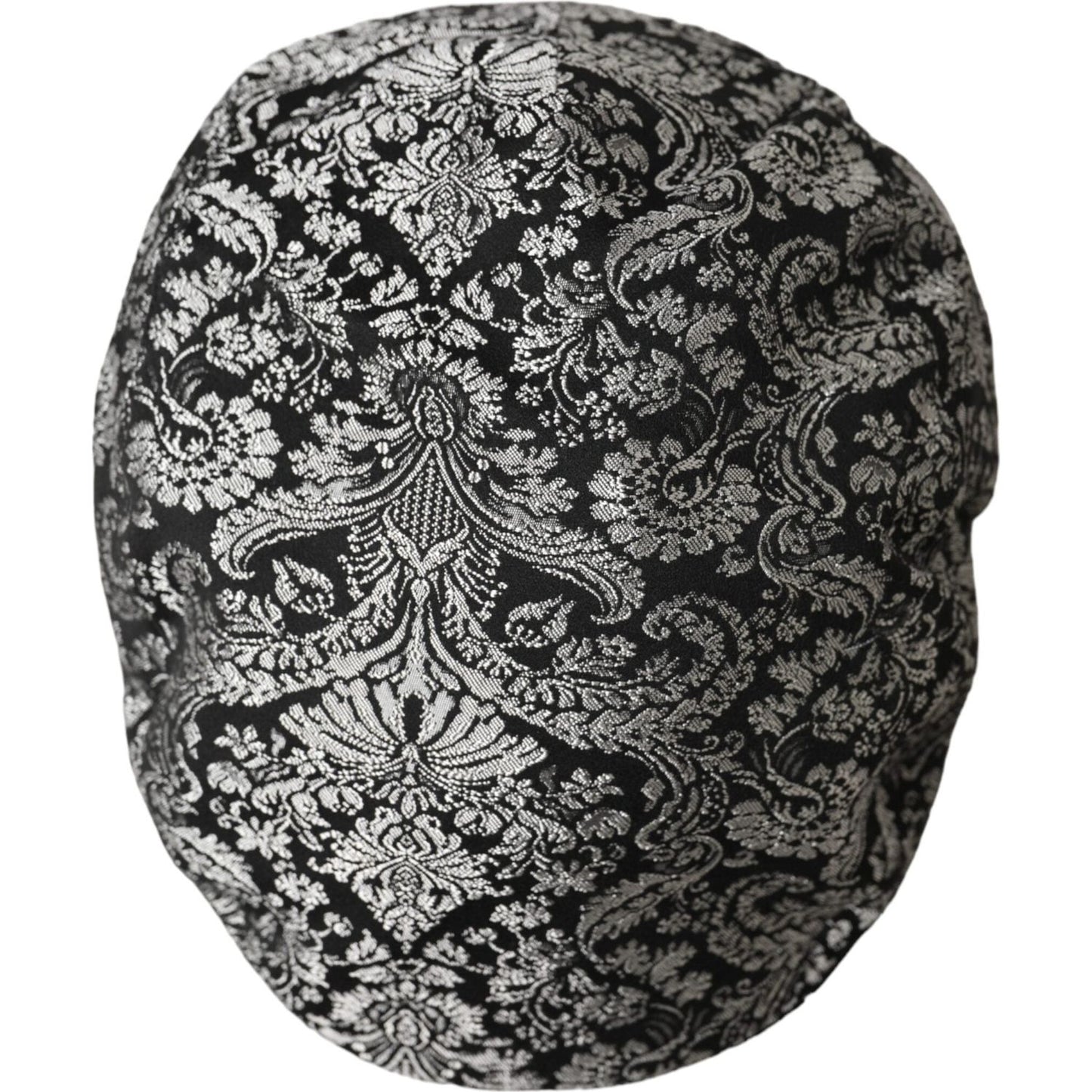 Dolce & Gabbana Black Silver Floral Jacquard Newsboy Hat Men Dolce & Gabbana