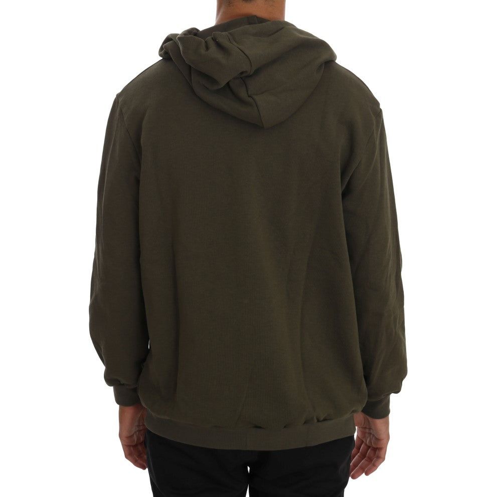 Daniele Alessandrini Elegant Green Full Zip Hooded Sweater Daniele Alessandrini