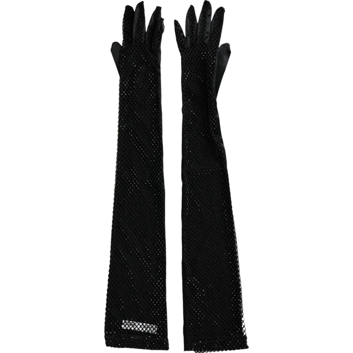 Dolce & Gabbana Women Black Mesh Net Elbow Length Gloves Dolce & Gabbana