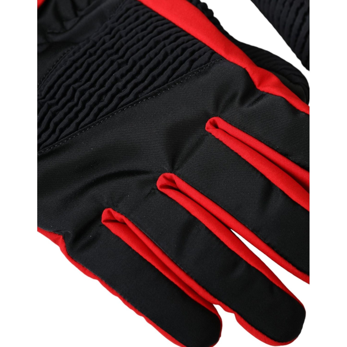 Dolce & Gabbana Black Red Nylon Wrist Length Gloves Dolce & Gabbana