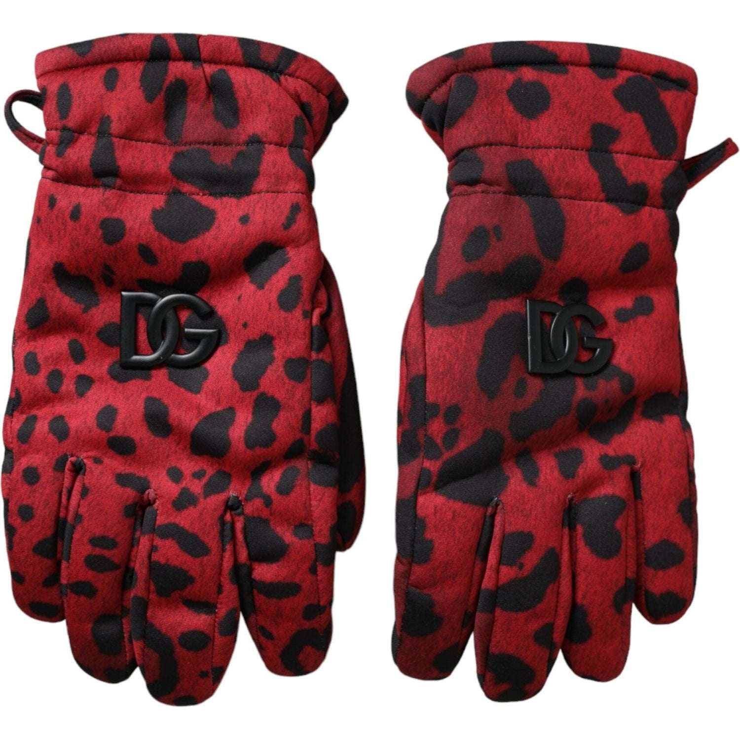 Dolce & Gabbana Red Leopard Logo Wrist Length Gloves