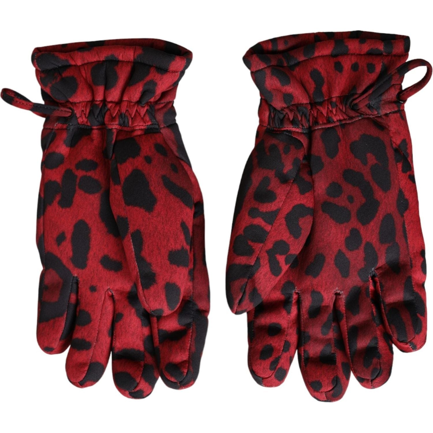 Dolce & Gabbana Red Leopard Logo Wrist Length Gloves