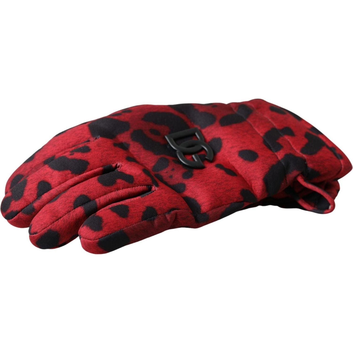 Dolce & Gabbana Red Leopard Logo Wrist Length Gloves