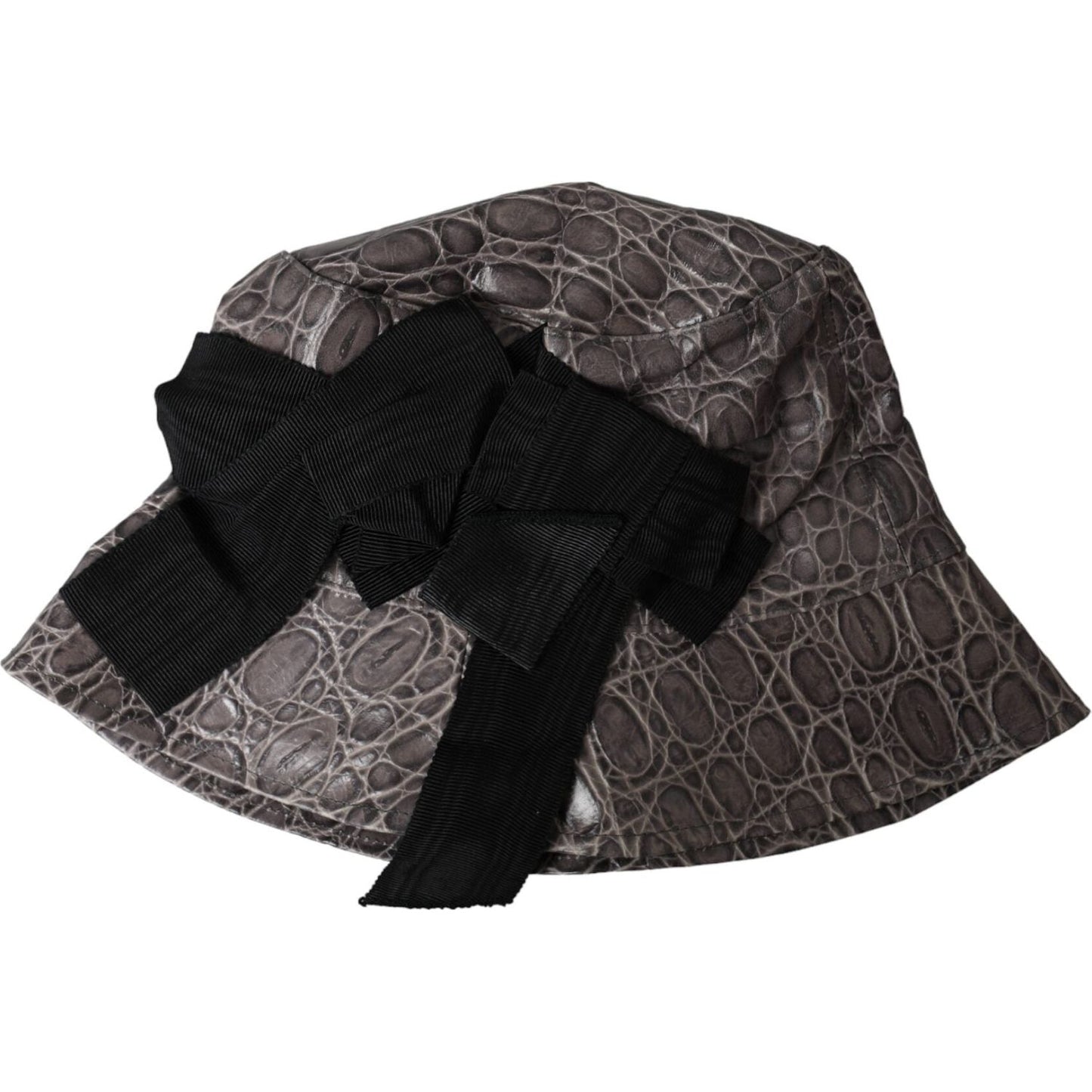 Dolce & Gabbana Black Gray Patterned Leather Bucket Hat Dolce & Gabbana