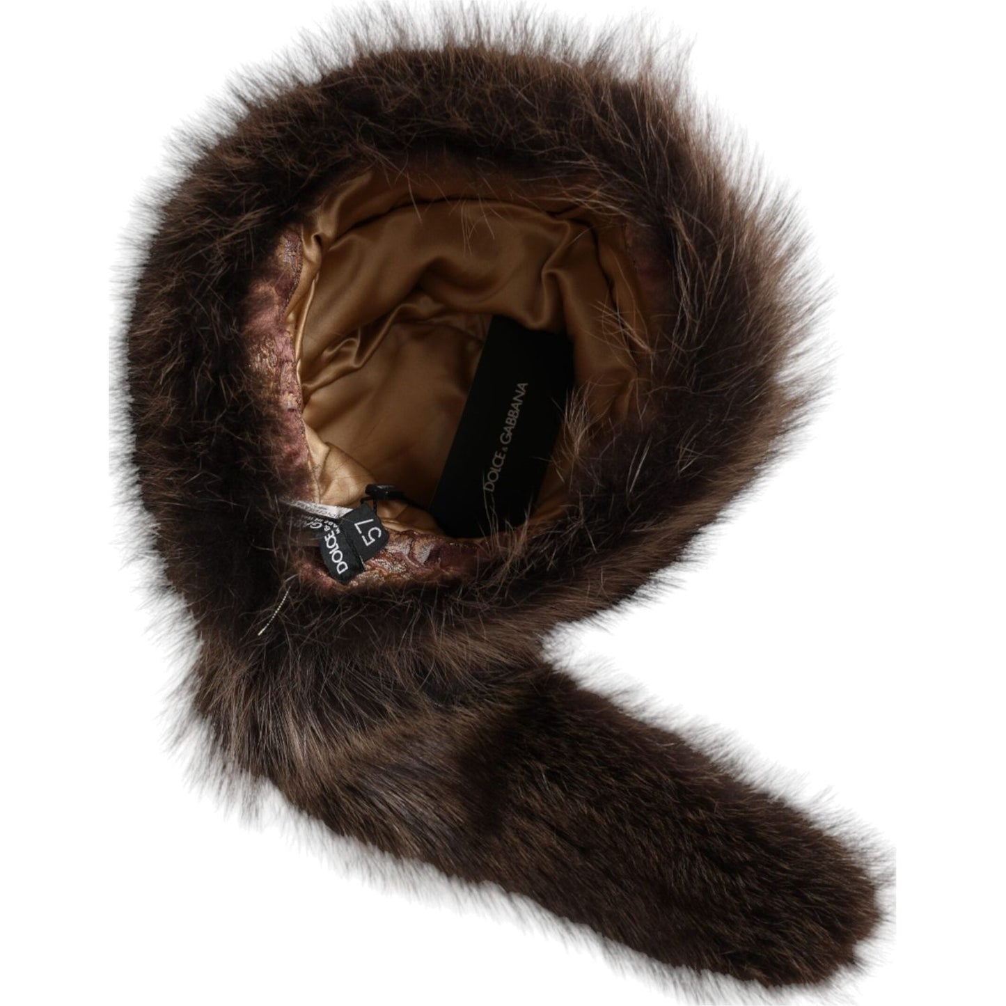 Dolce & Gabbana Women Brown Raccoon Fur Bucket Hat Dolce & Gabbana