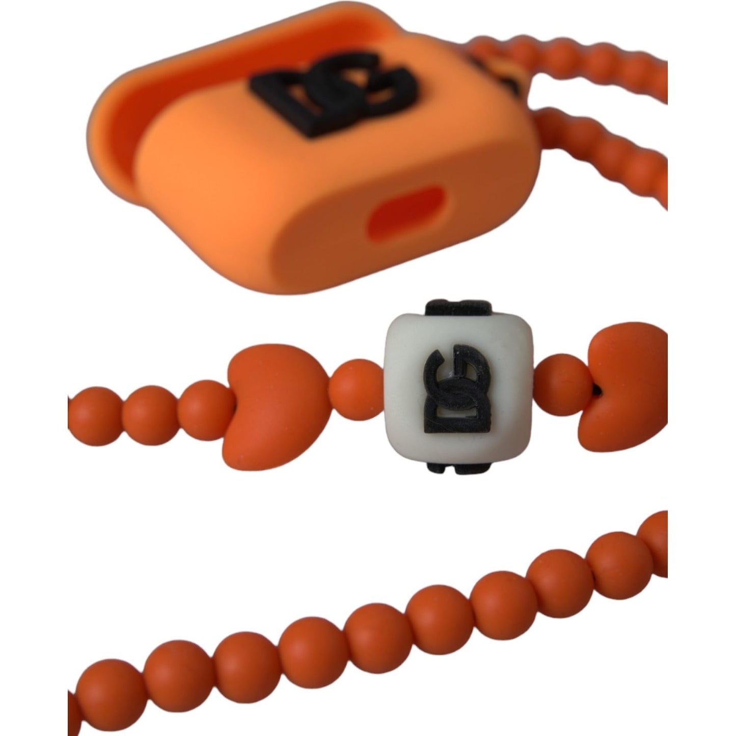 Dolce & Gabbana Orange Silicone Rubber Logo Beaded Strap Airpods Case Dolce & Gabbana