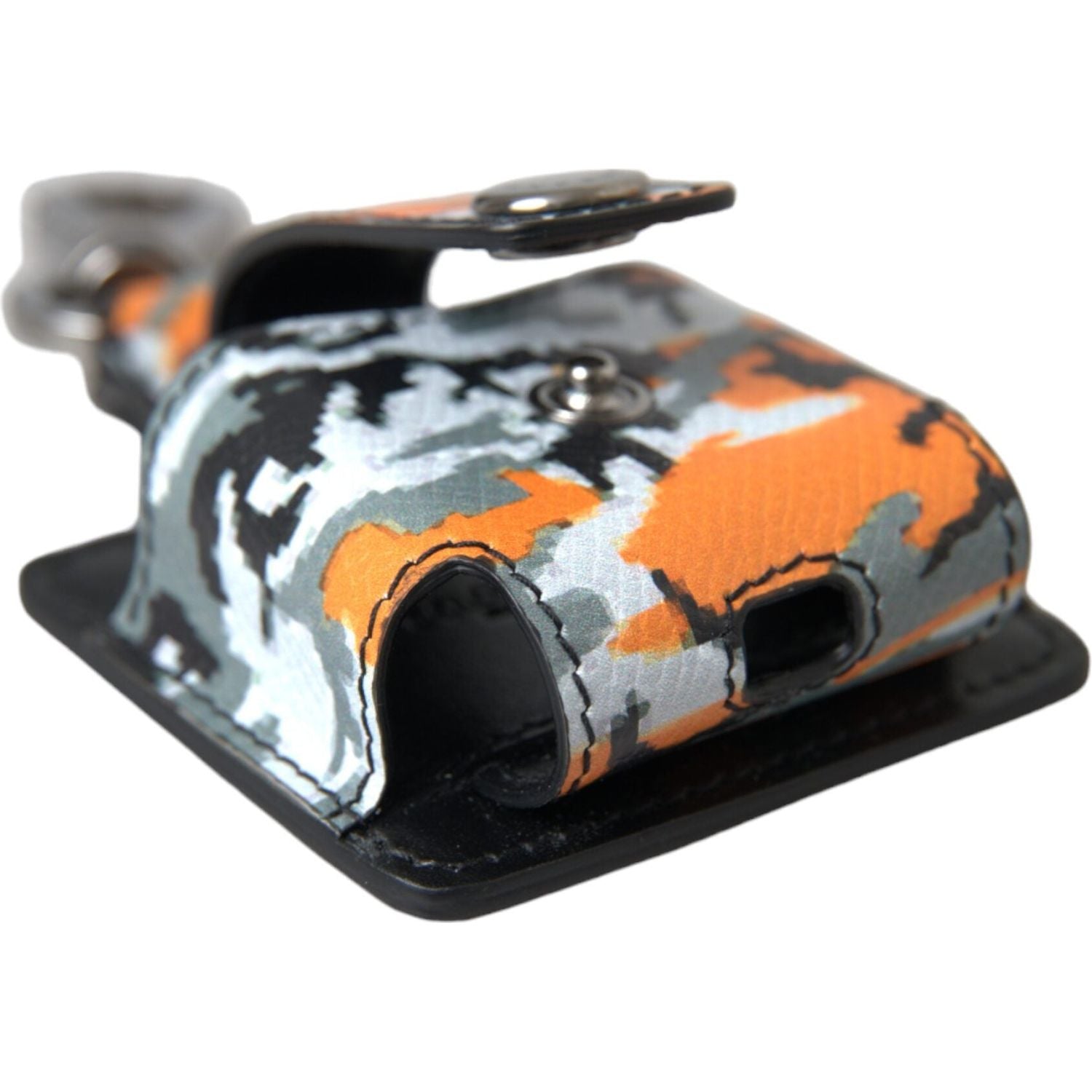 Dolce & Gabbana Multicolor Camouflage Print Leather Metal Airpods Case