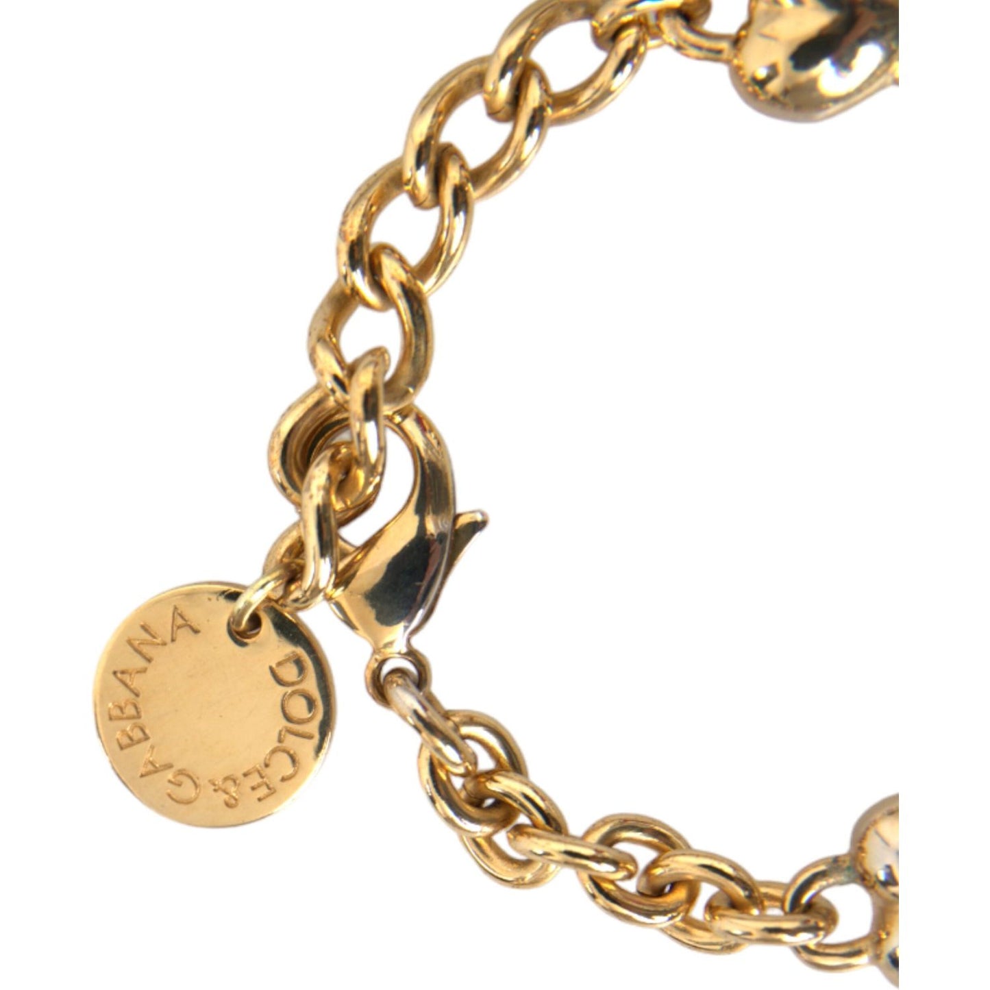 Dolce & Gabbana Gold Tone Brass Chain MY DOG Heart Bracelet Bracelet Dolce & Gabbana