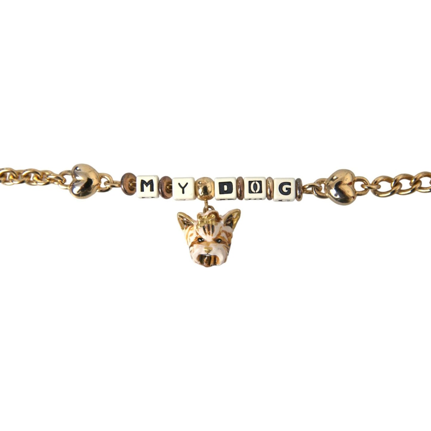 Dolce & Gabbana Gold Tone Brass Chain MY DOG Heart Bracelet Bracelet Dolce & Gabbana