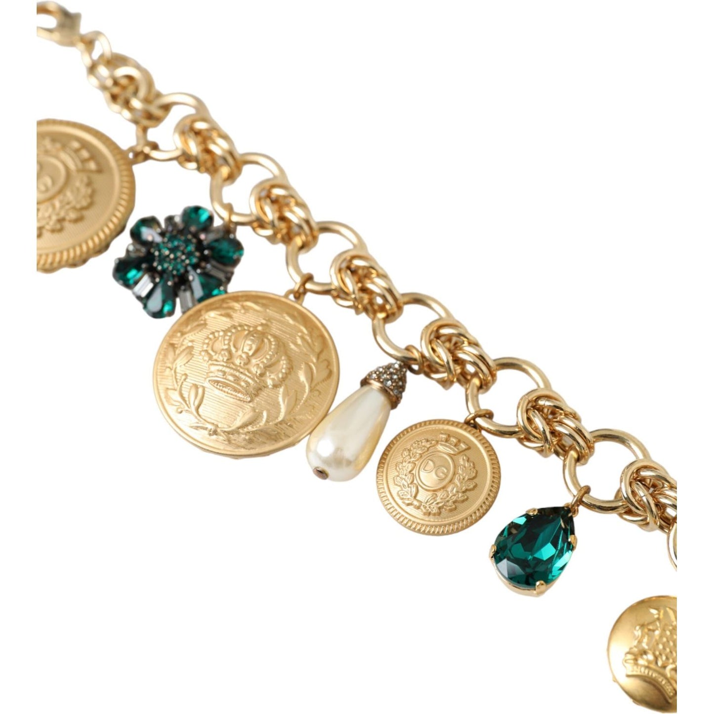 Dolce & Gabbana Gold Tone Brass Chain Crystal Women Bracelet Dolce & Gabbana