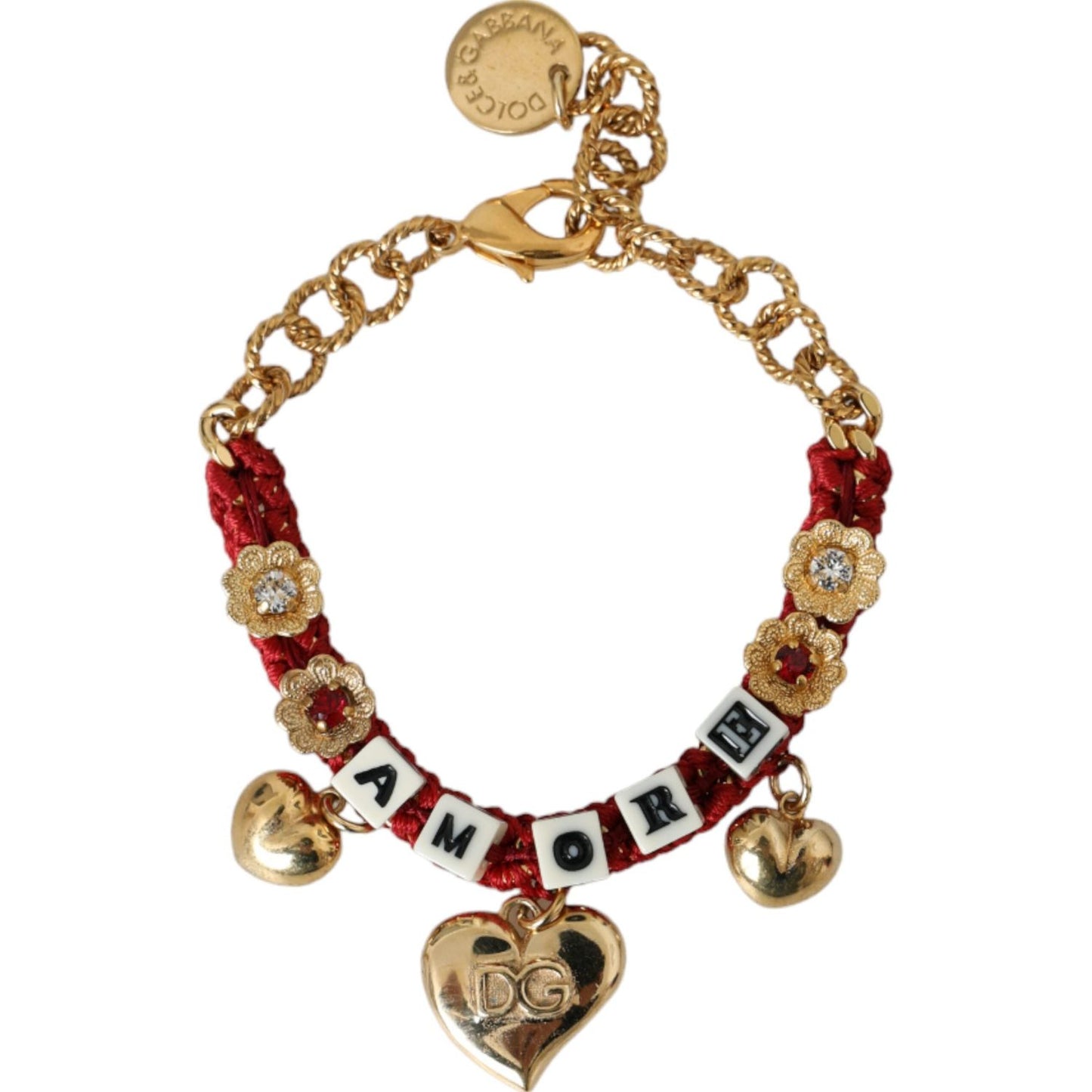 Dolce & Gabbana Gold Tone Brass Chain AMORE Fashion Bracelet Dolce & Gabbana