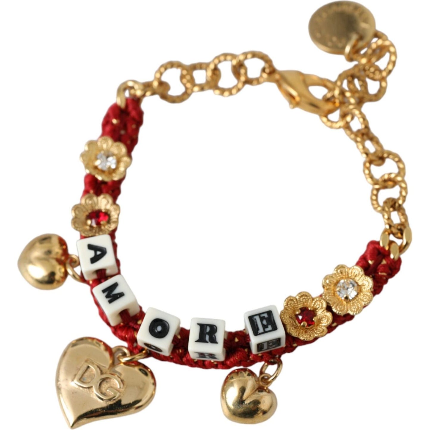 Dolce & Gabbana Gold Tone Brass Chain AMORE Fashion Bracelet Dolce & Gabbana