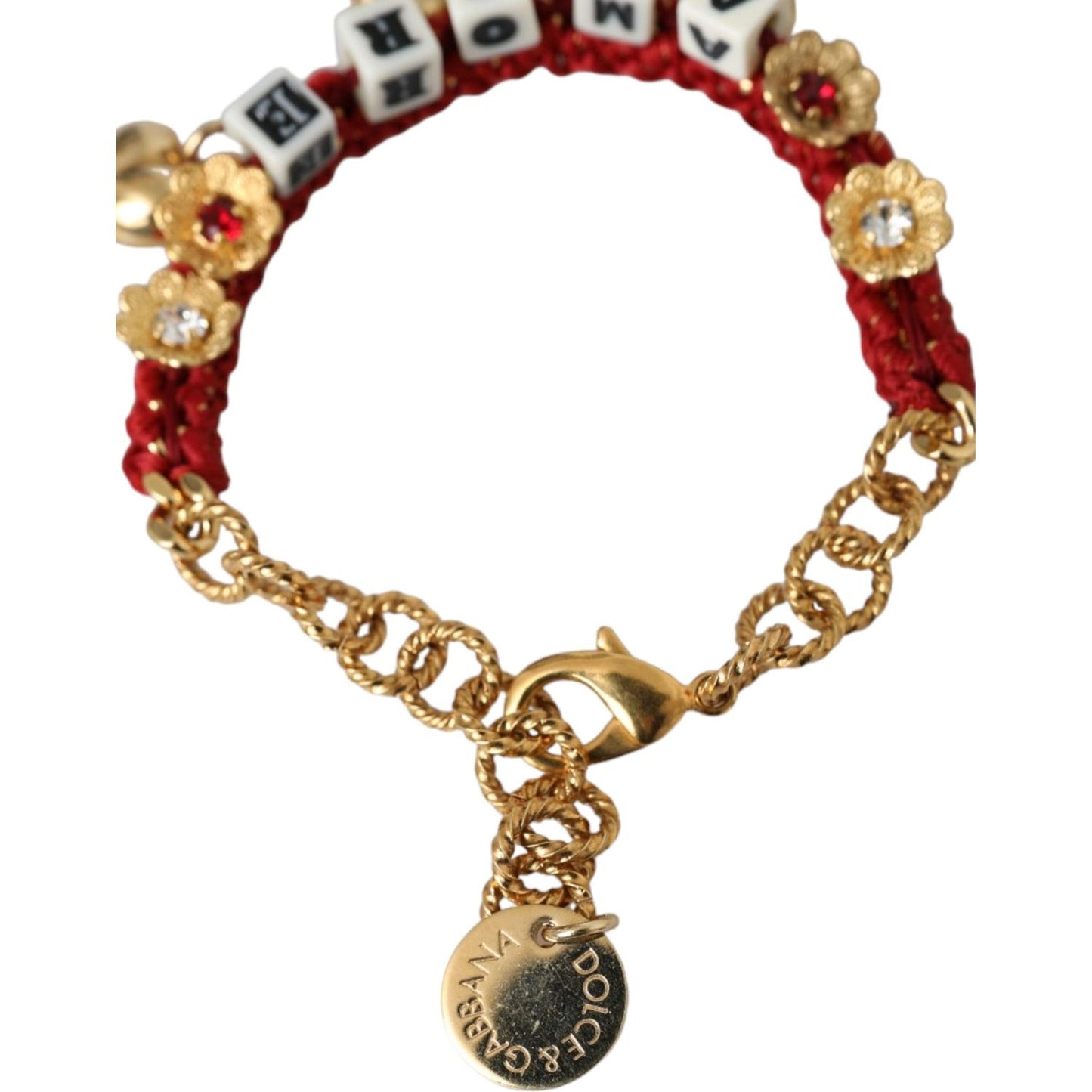 Dolce & Gabbana Gold Tone Brass Chain AMORE Fashion Bracelet Dolce & Gabbana