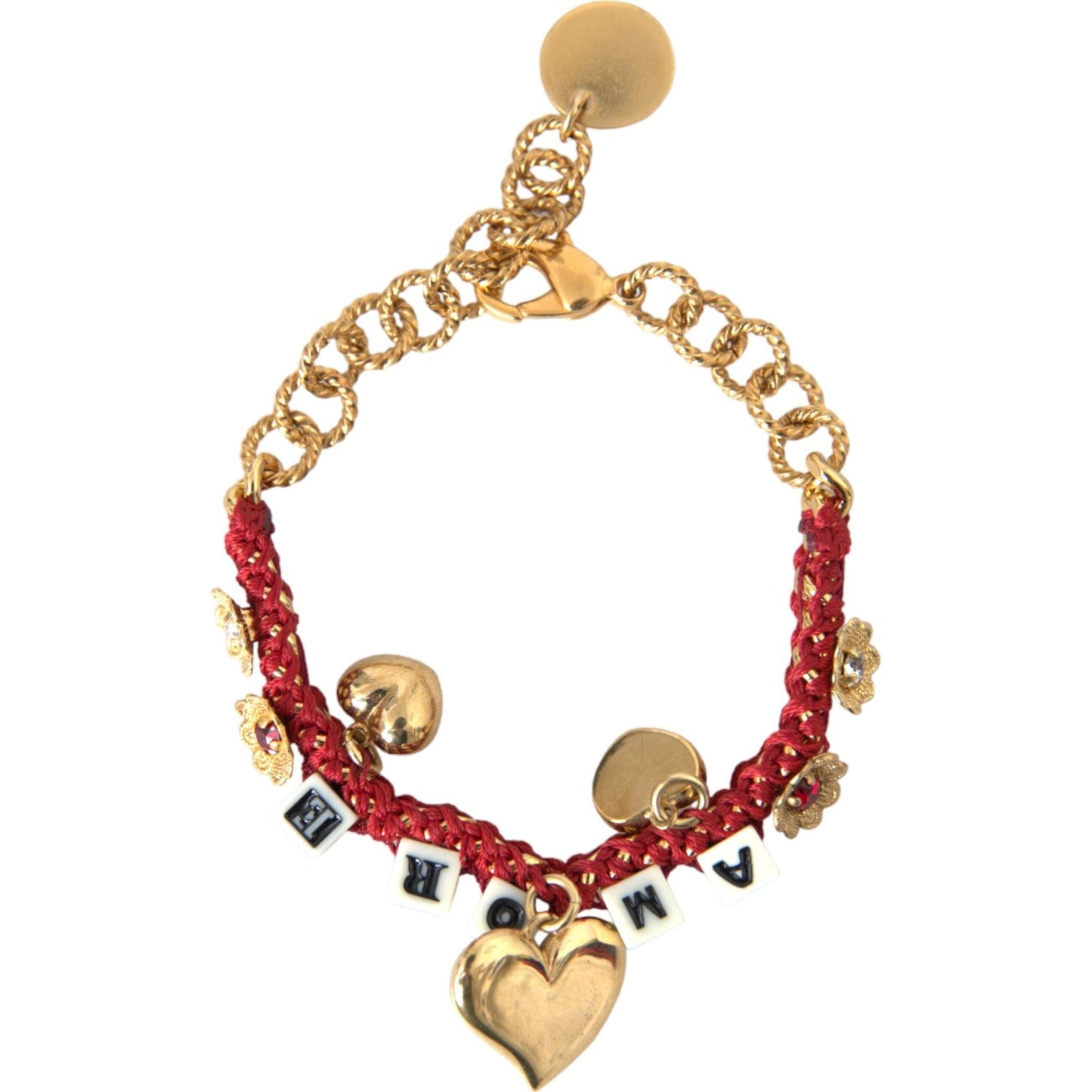 Dolce & Gabbana Gold Tone Brass Chain AMORE Fashion Bracelet Dolce & Gabbana