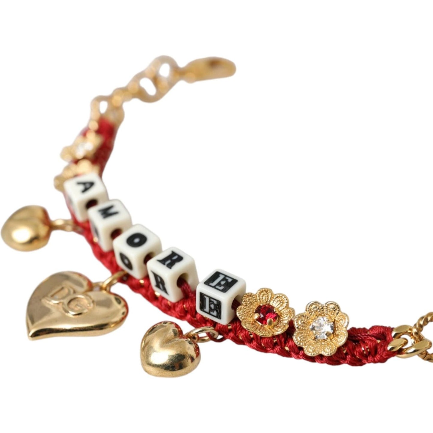 Dolce & Gabbana Gold Tone Brass Chain AMORE Fashion Bracelet Dolce & Gabbana