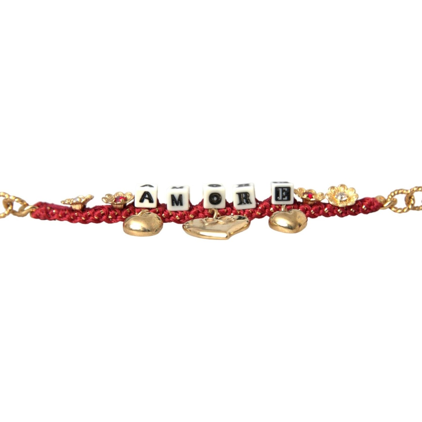 Dolce & Gabbana Gold Tone Brass Chain AMORE Fashion Bracelet Dolce & Gabbana